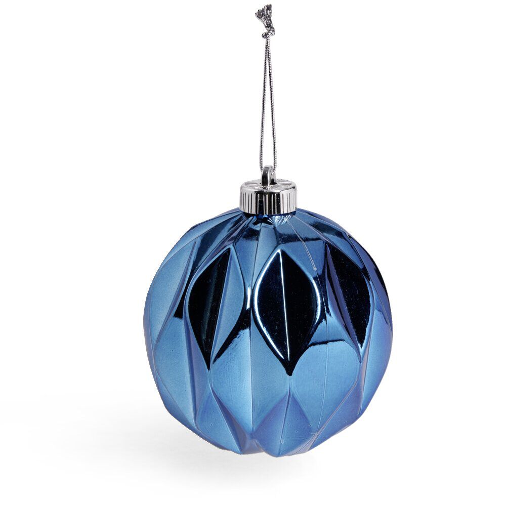 Boule de No&euml;l origami argenté ou bleue Ø12cm - 2 coloris