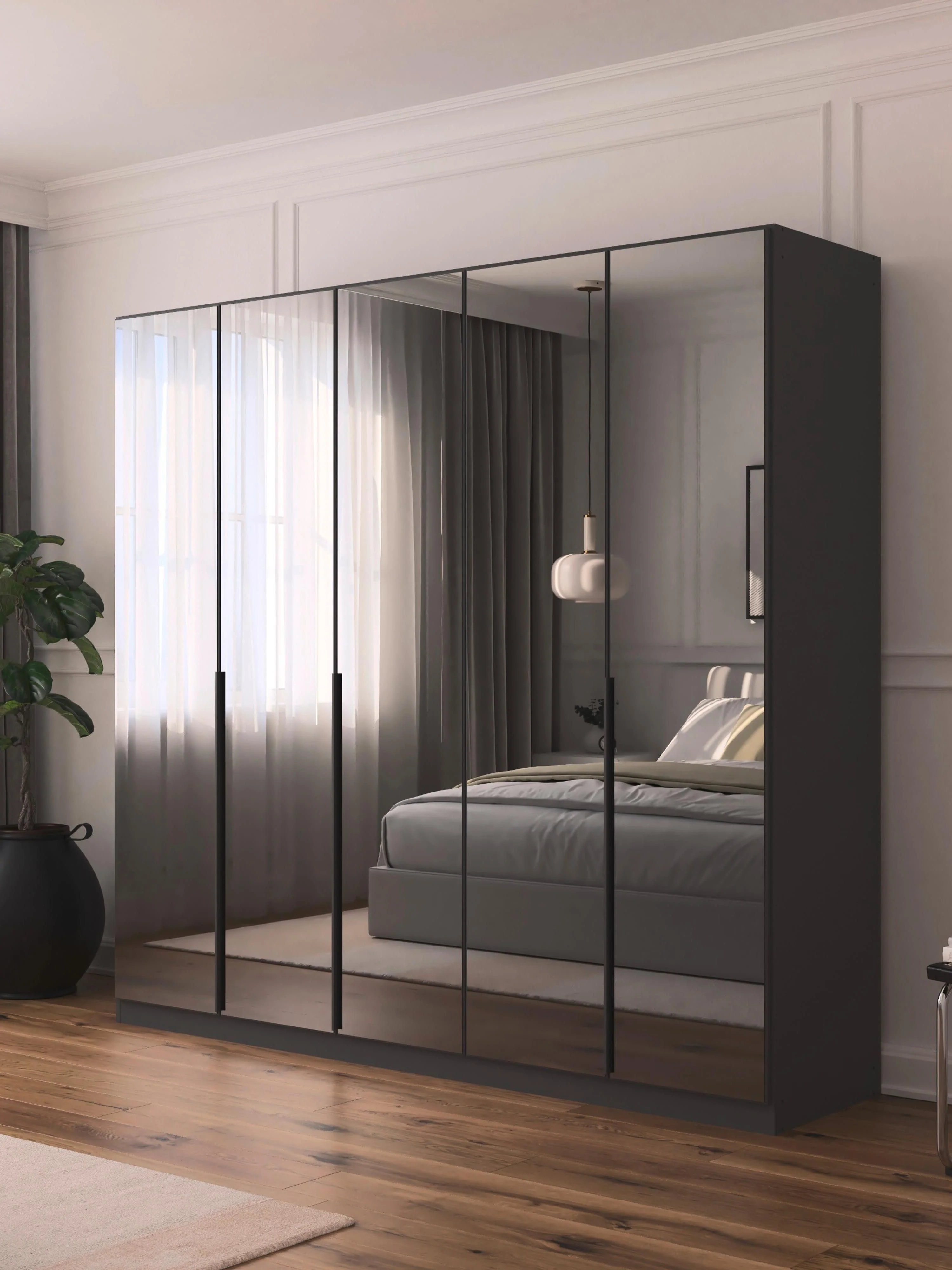 Drehtürenschrank Skyla mit getönten Spiegeltüren