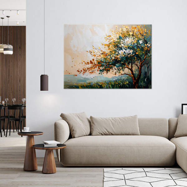 Obraz do salonu sypialni biura, Drzewo Liście Krajobraz 30x20
