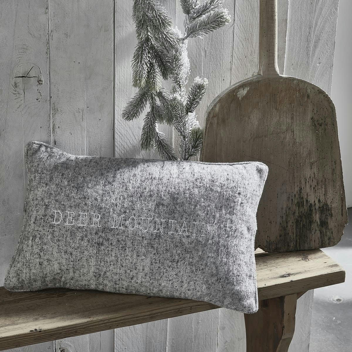 MOUNTAIN - Coussin déhoussable réversible en coton gris 30x50