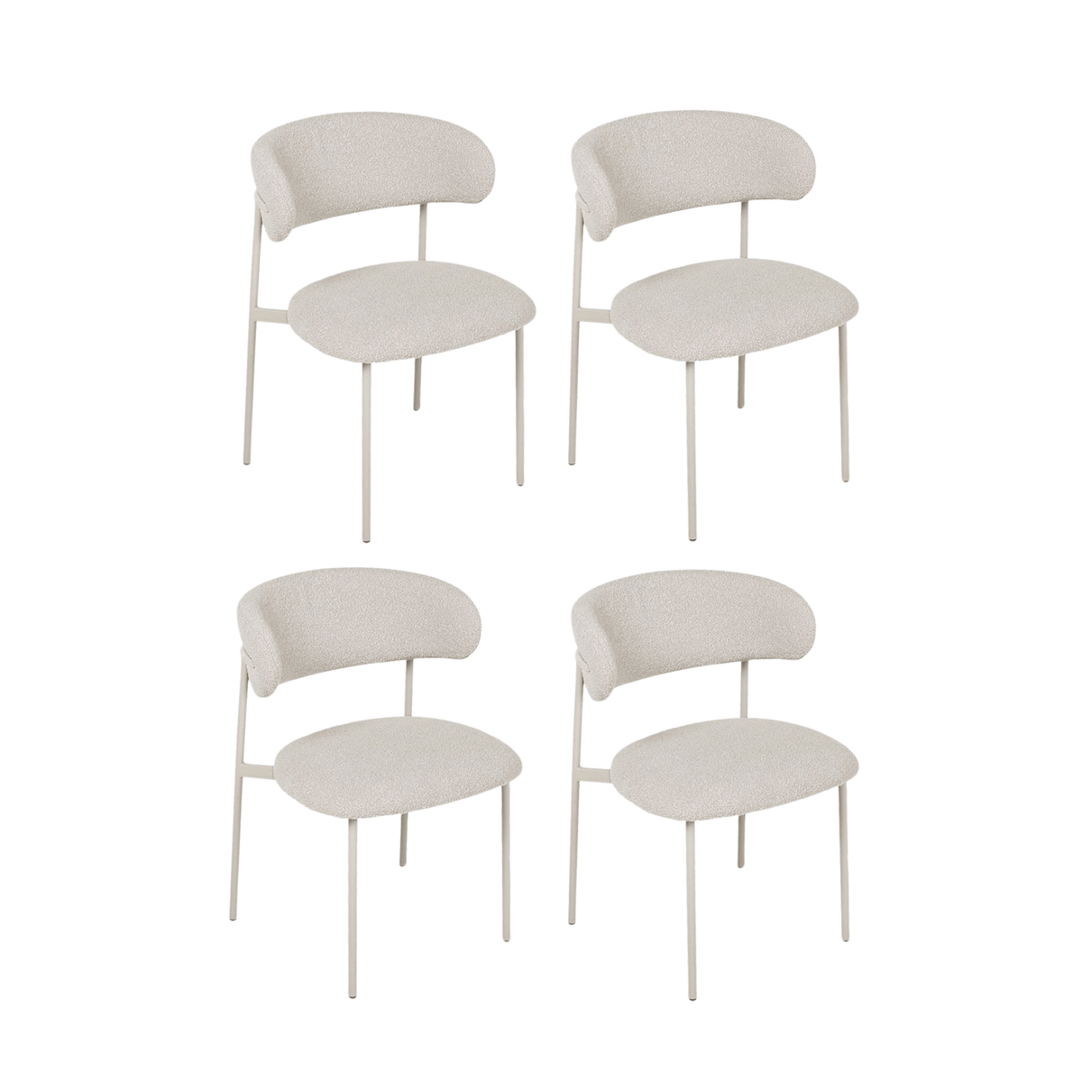 Furnhouse eetkamerstoel Diana - Beige - Stof (Bouclé) - Set van 4