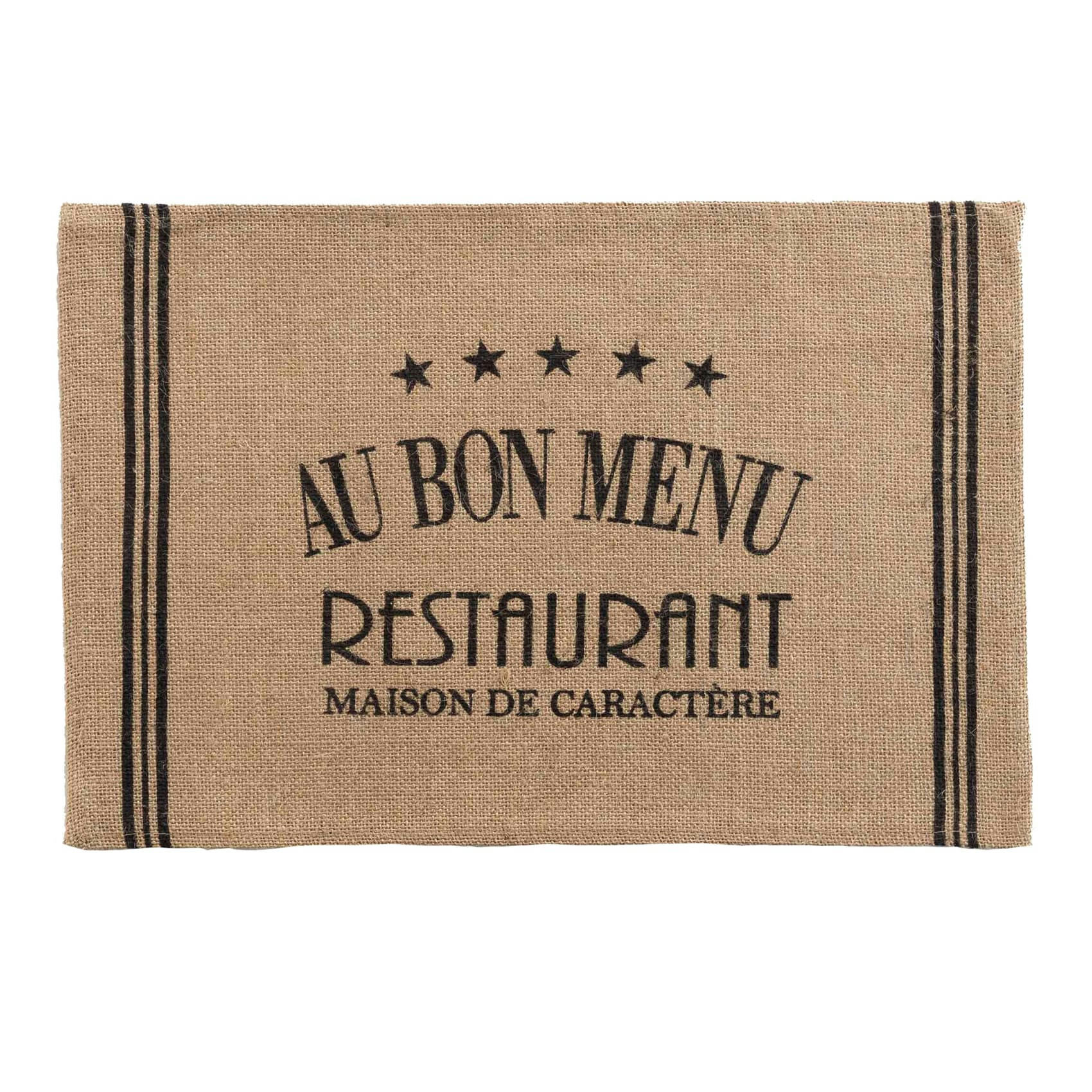 - Set de table en jute imprimée noir 30x45 cm