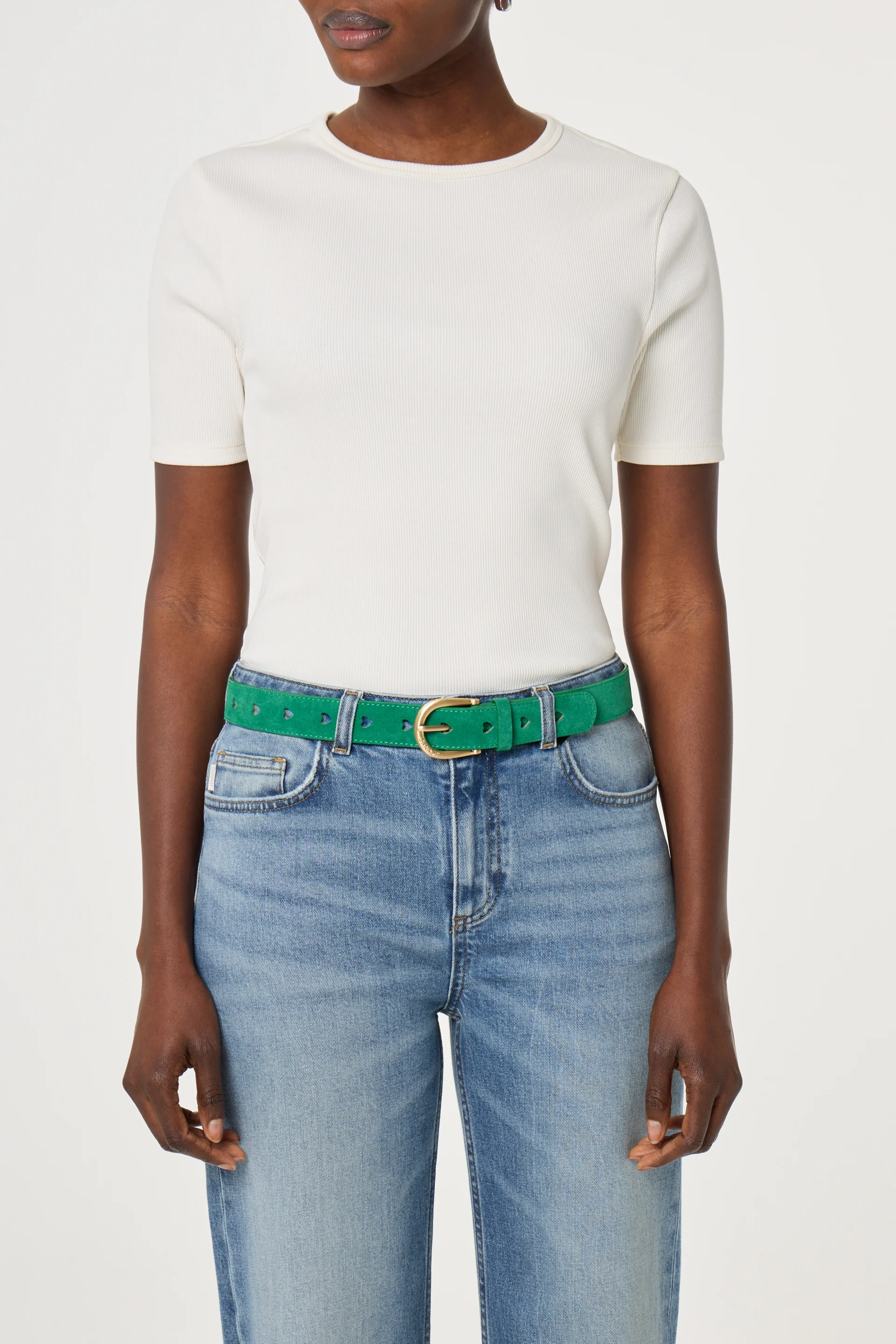 Cut it Out Heart Belt Suede | Evergreen