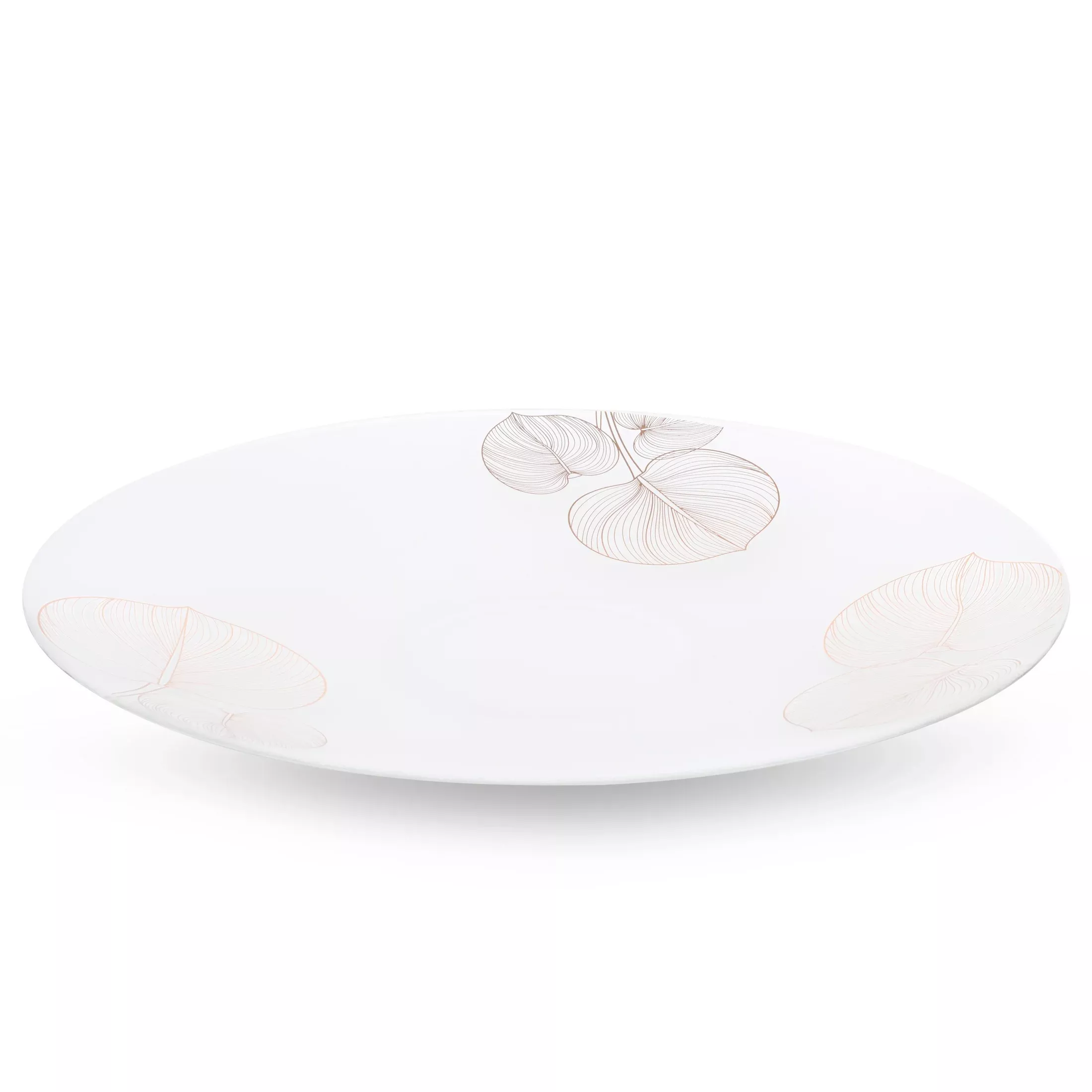 LIMITED COLLECTION Patera dekoracyjna BLANCAbiało-złota z motywem liści z malowanego szkła artystycznego