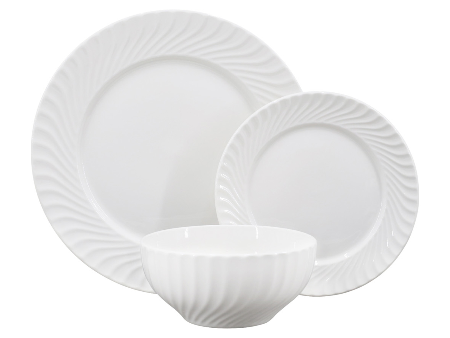 Komplet obiadowy 18 el. porcelanowy Waves biały