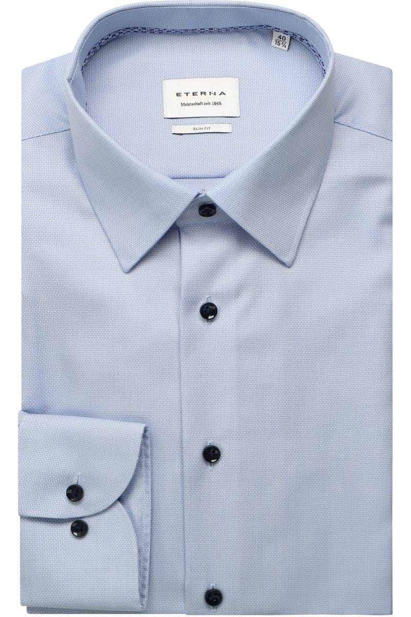 ETERNA Slim Fit Hemd mittelblau, Strukturiert (extra langer Arm)