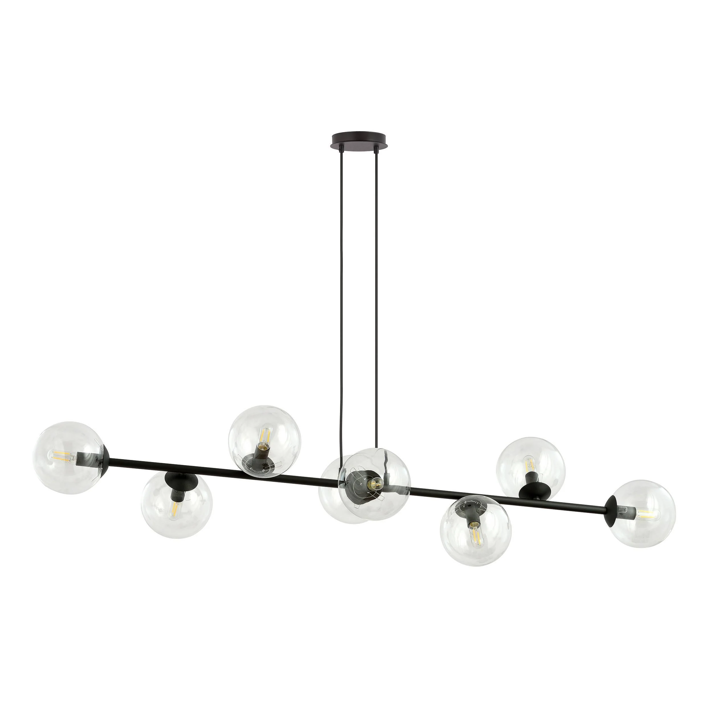Zwarte hanglamp eettafel Valentino 8-lichts