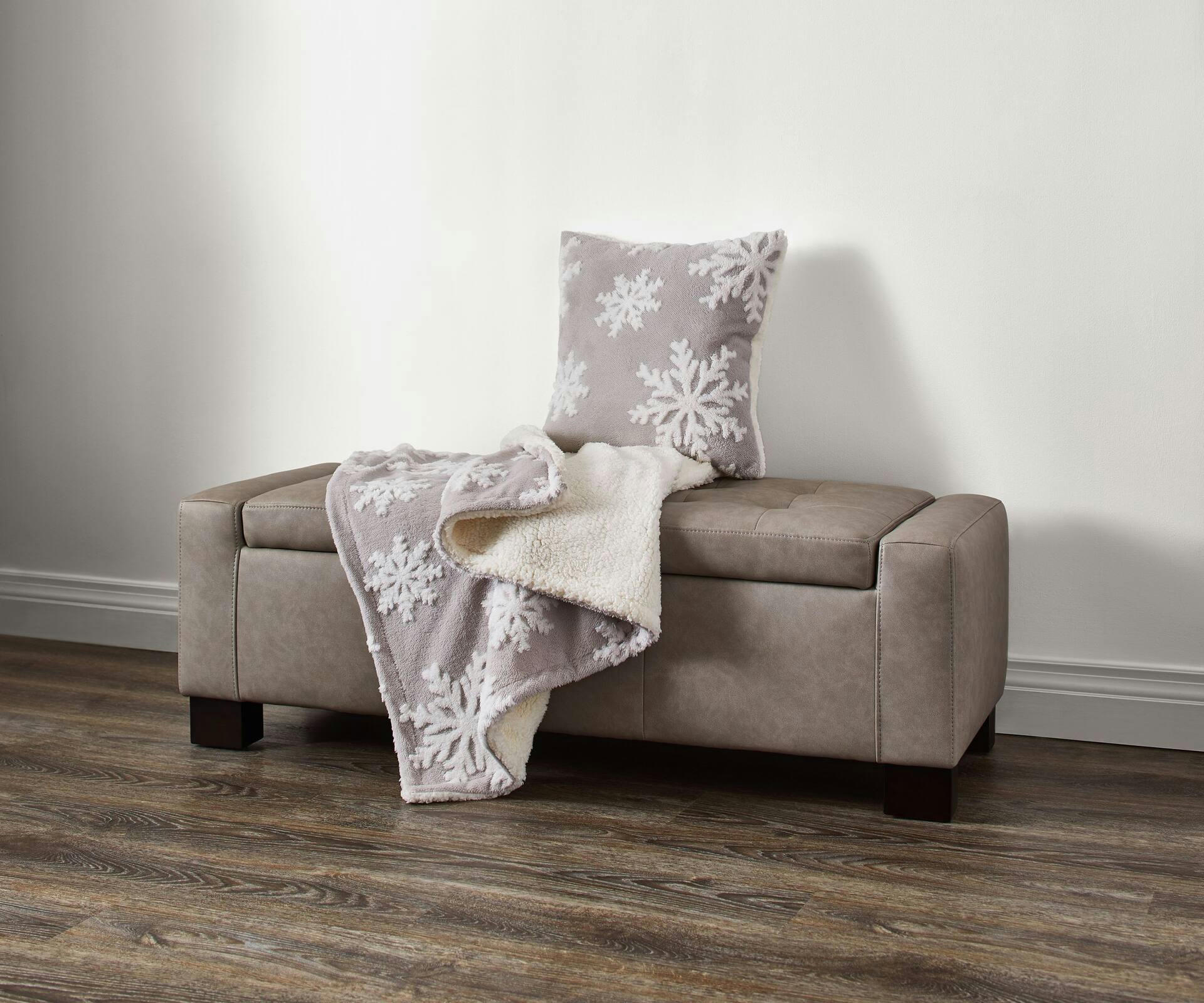 CANVAS Christmas Decoration Snowflake Throw Blanket, Grey, 60 x 50-in