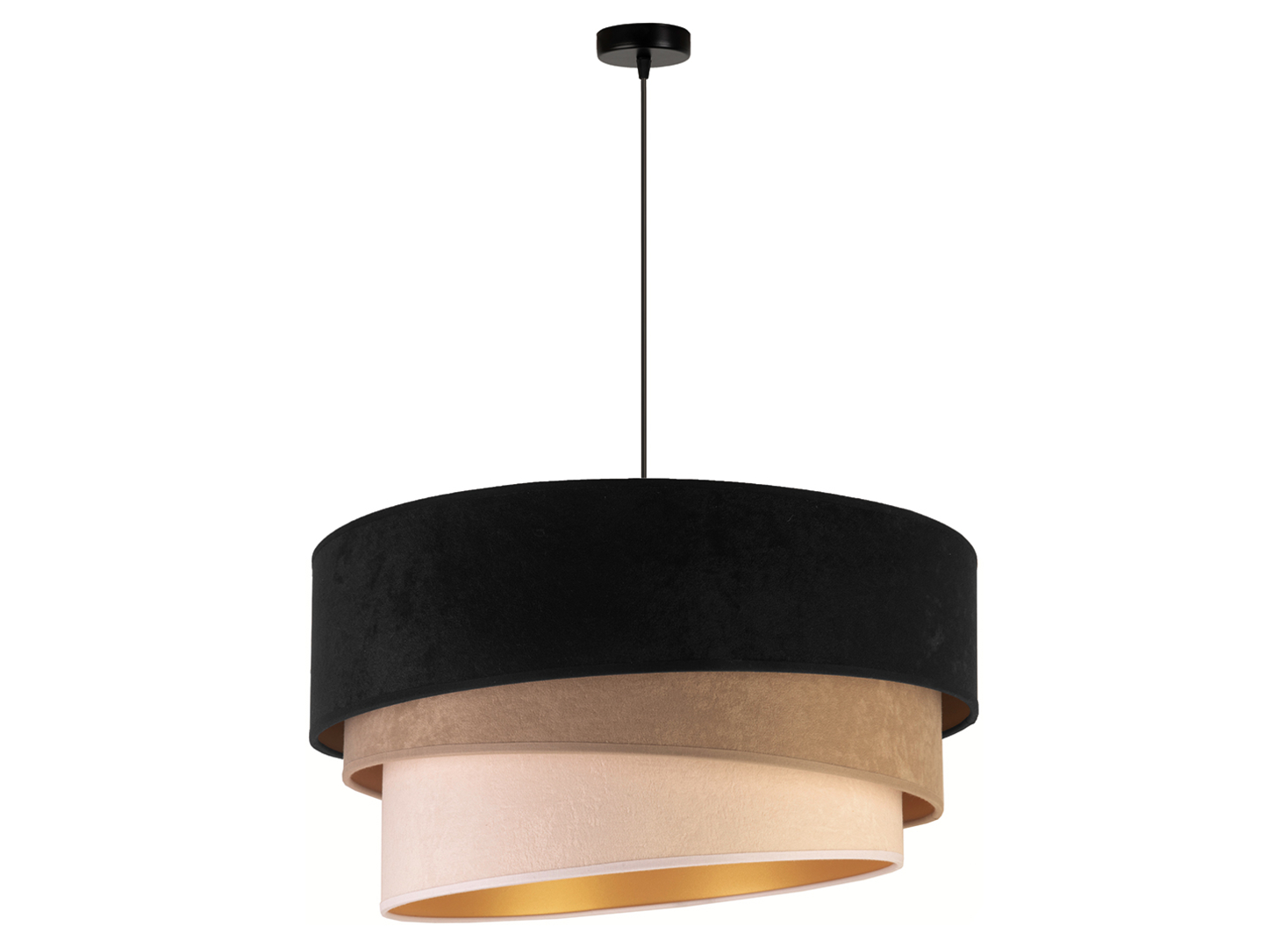 Lampa wisząca Devon welurowa czarno-beżowa