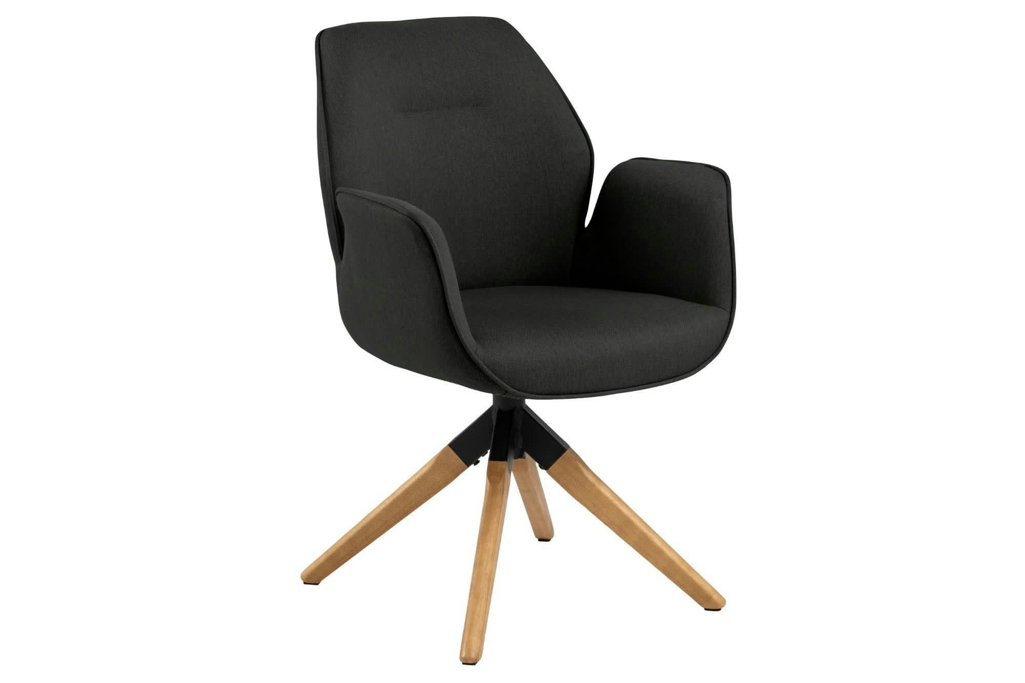 RUBEN - Fauteuil de salle à manger tissu et bois clair