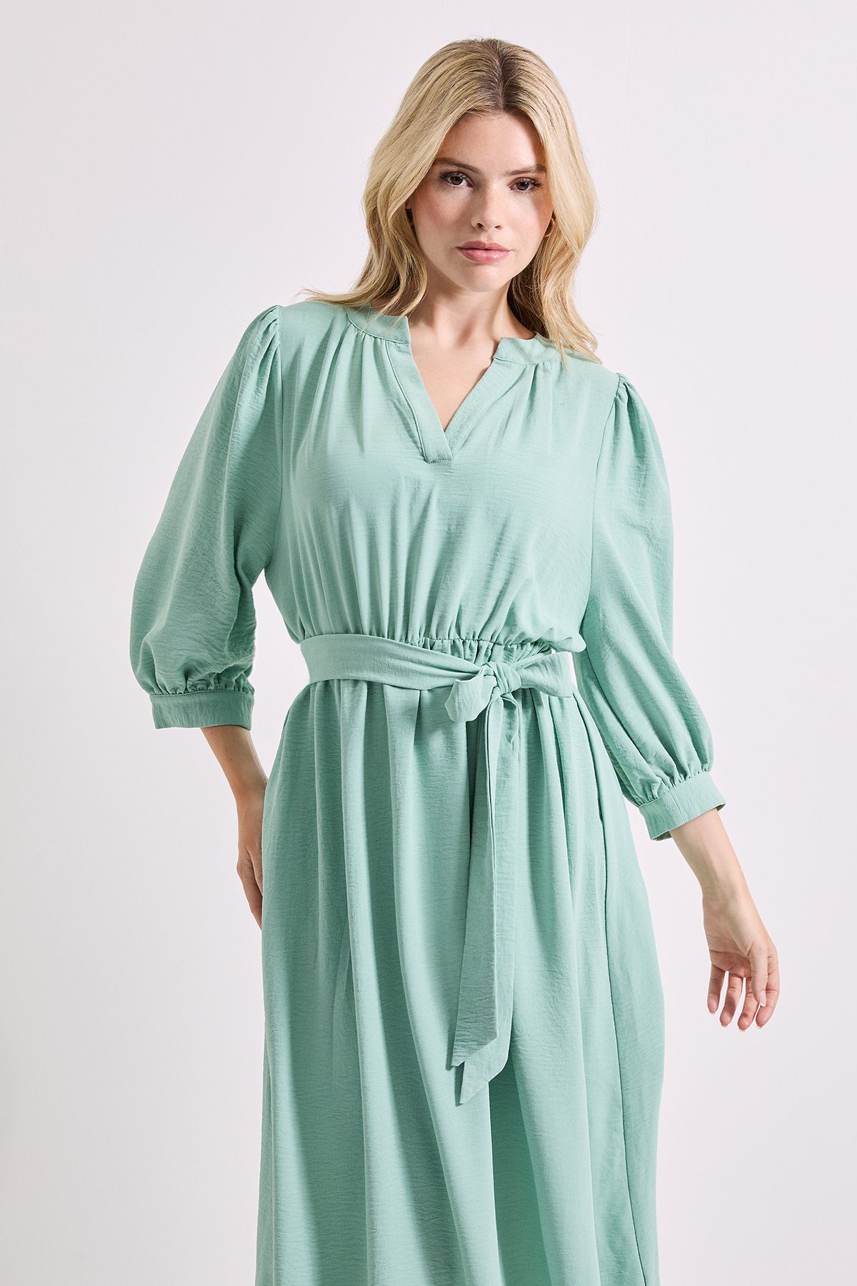 Dorothy Perkins Overhead Belted Puff Sleeve Midi Dress