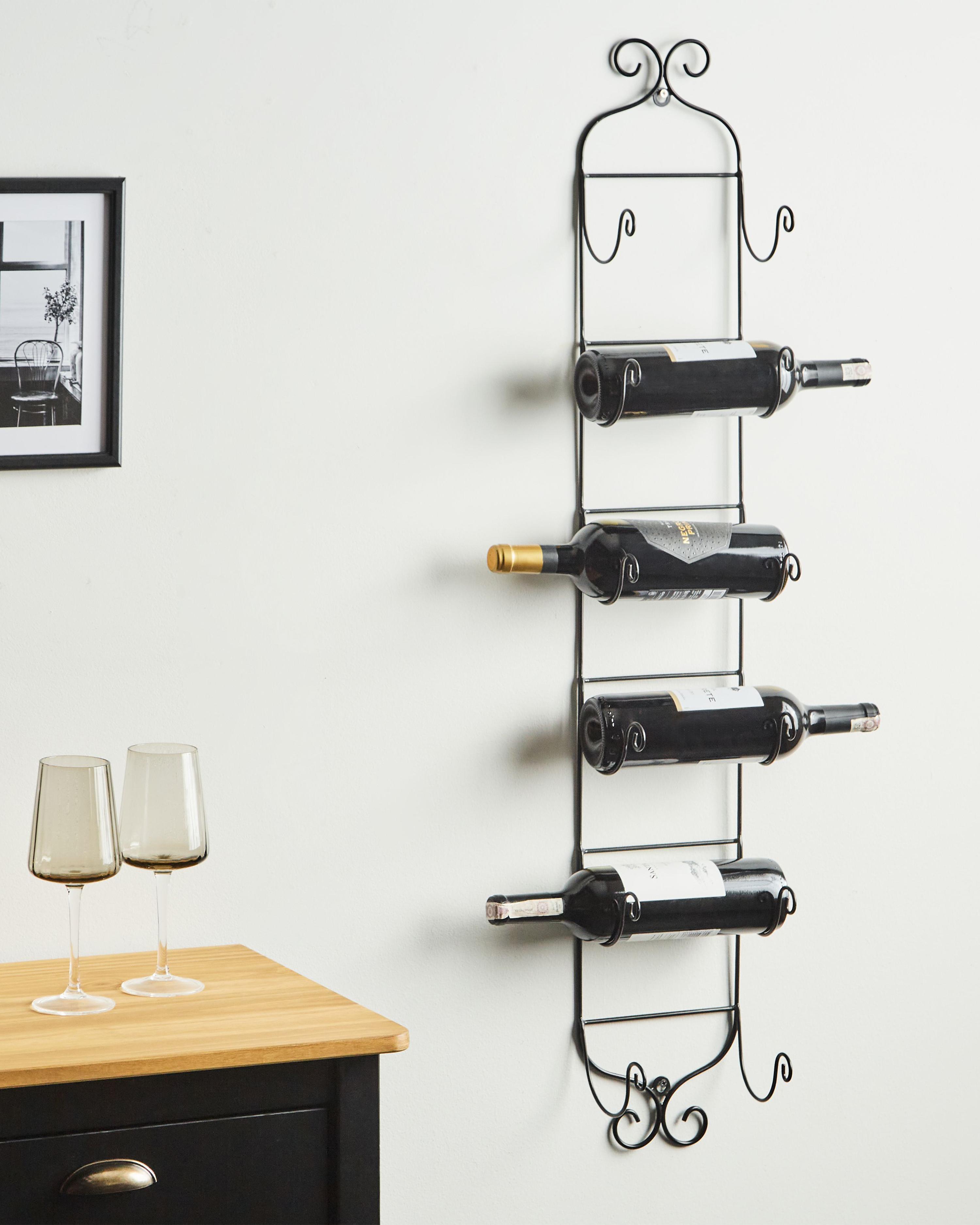 Wall Mounted Wine Rack HYDROGEN Metal Black