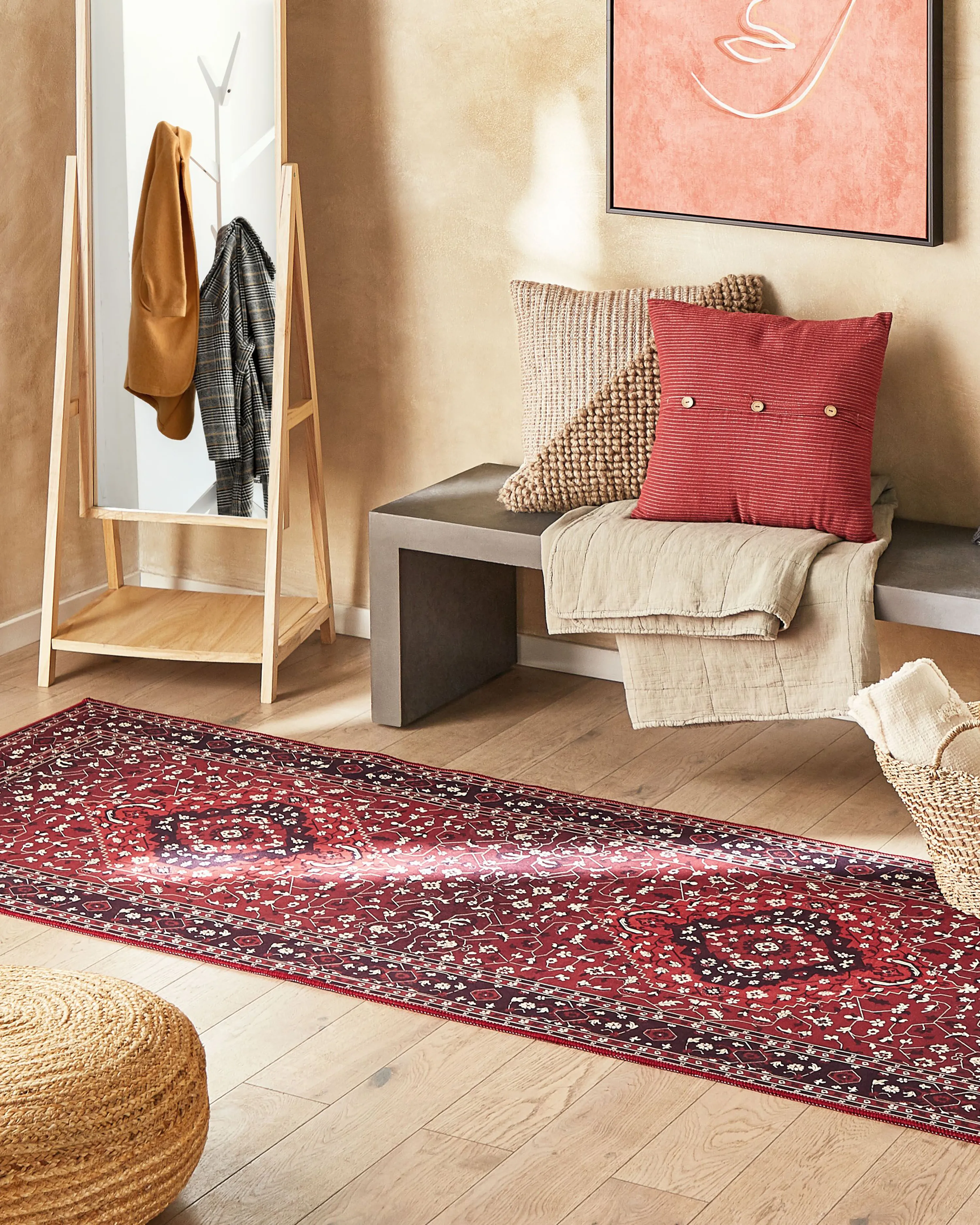 Rug VADKADAM Dark Red 80 x 300 cm