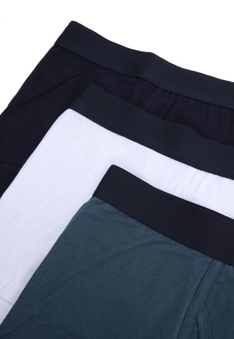 Mens 3pk Navy Keyhole Smooth Trunks
