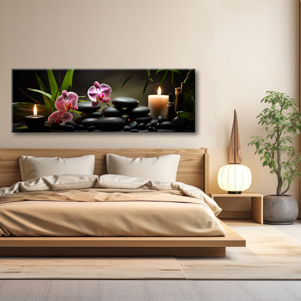 Feeby Obraz na płótnie, Orchidea Storczyk Świeczki 90x30