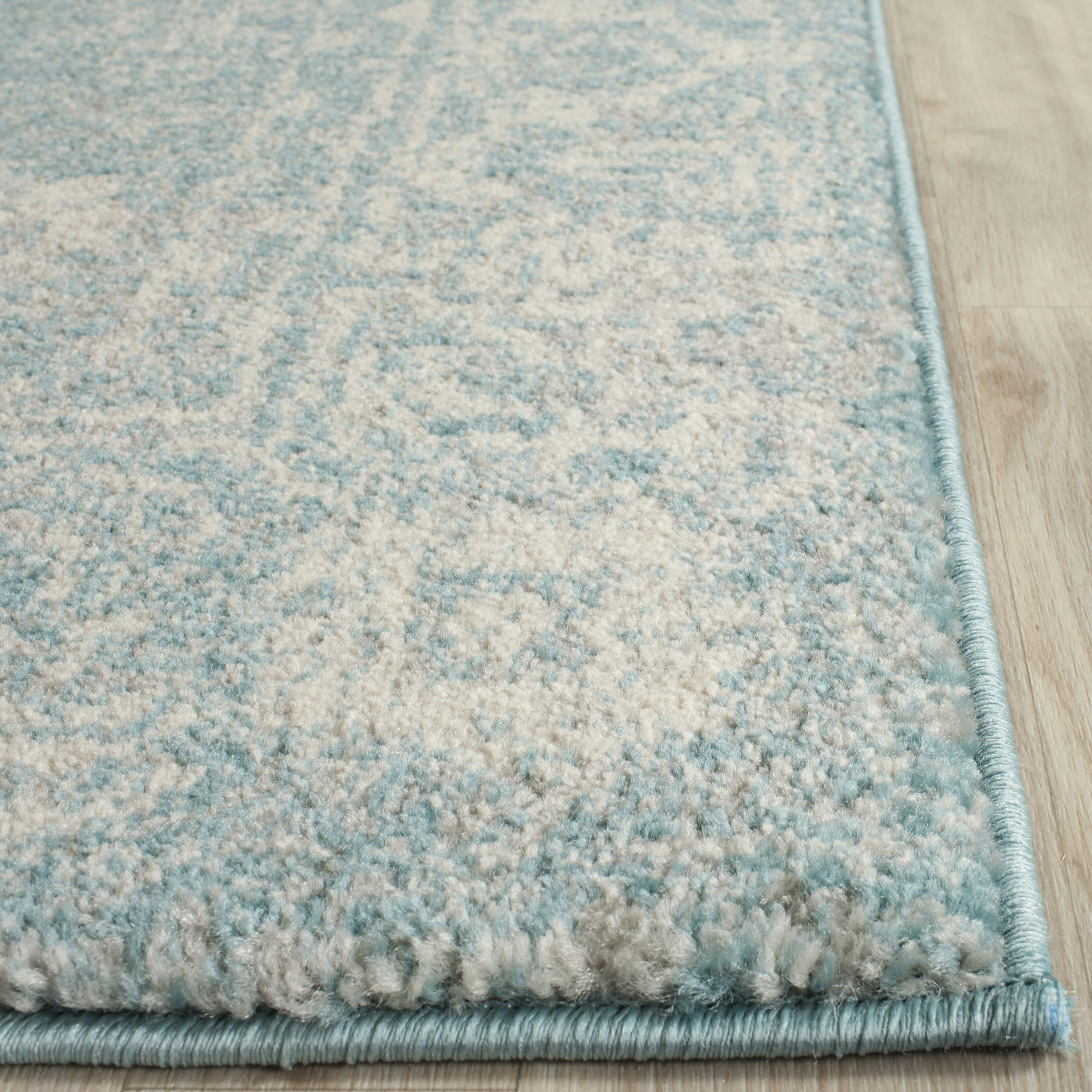 EVOKE - Tapis de salon interieur en bleu clair & ivoire, 155 x 229 cm