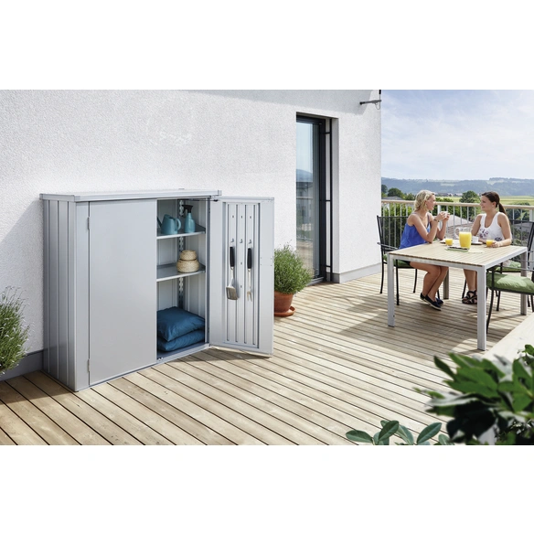 Terrassenschrank »Romeo«, BxHxT: 132 x 140 x 57 cm, silber-metallic, Stahlblech