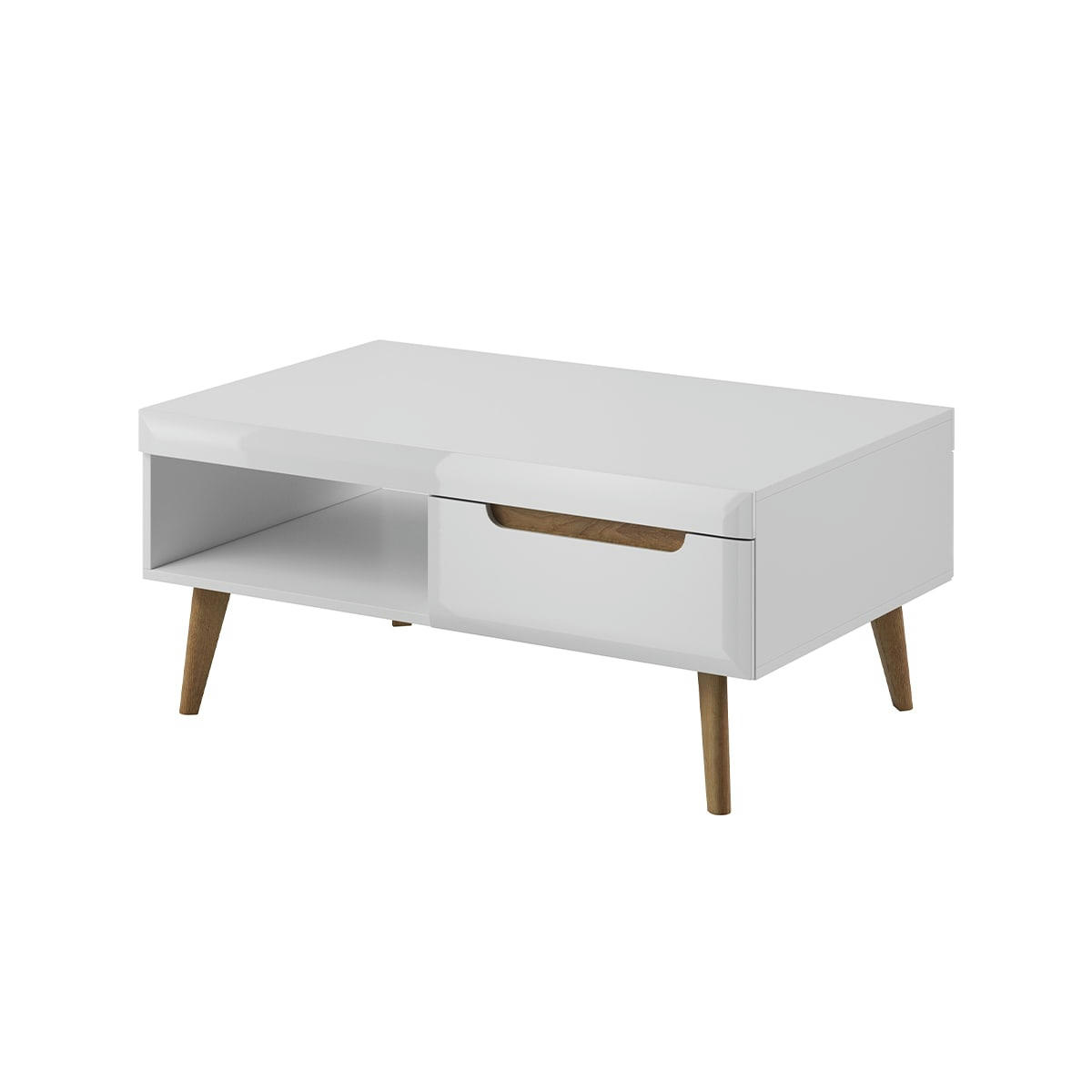 - Table basse 1 tiroir blanche et naturelle