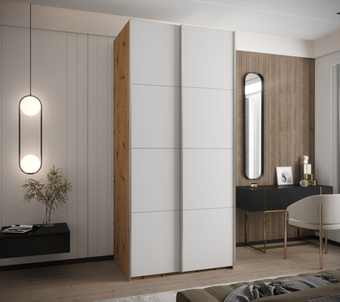 Szafa przesuwna 64 wysoka Lux 1 110 artisan biały srebrny