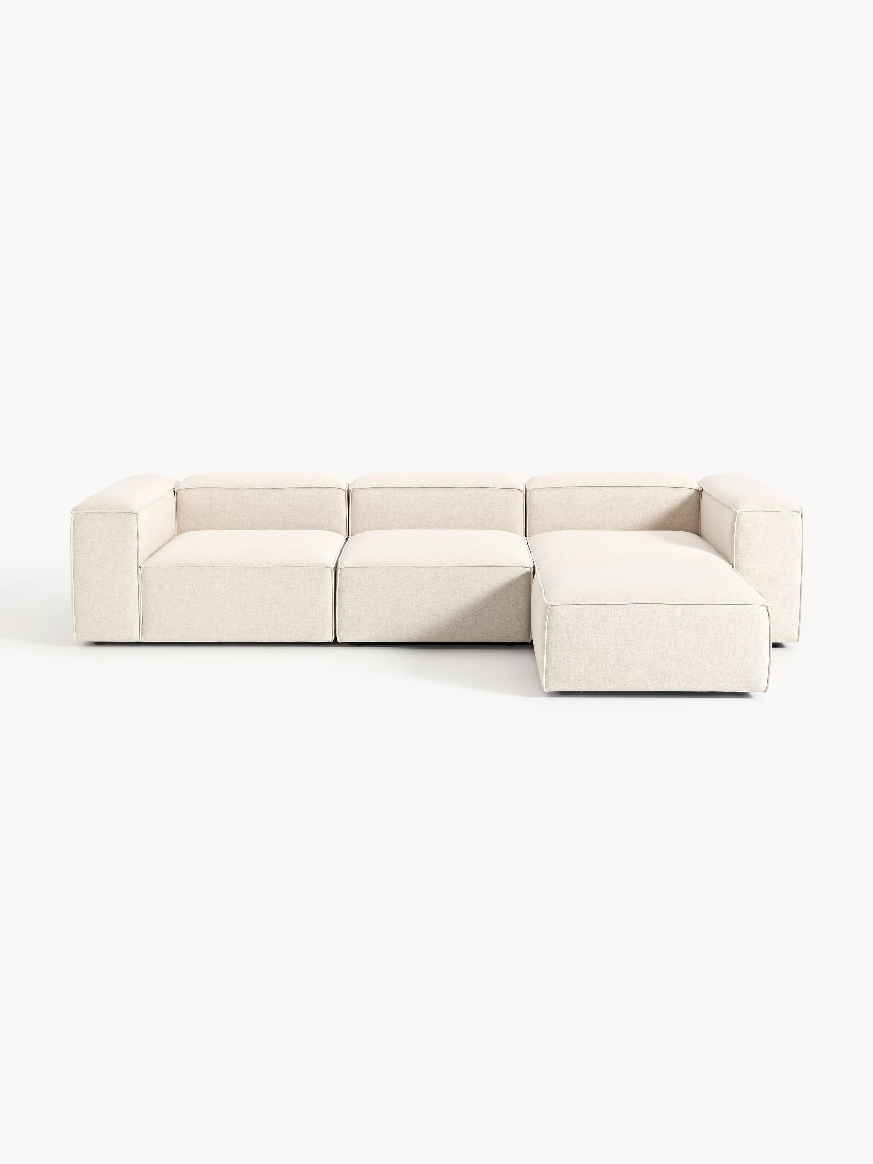 Modulares Sofa Lennon (4-Sitzer) aus Leinen-Mix mit Hocker (links/rechts)