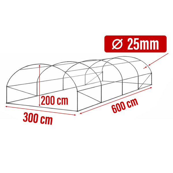 Tunel Foliowy Szklarnia PREMIUM siatka 3x6m zielony rurki 25 mm