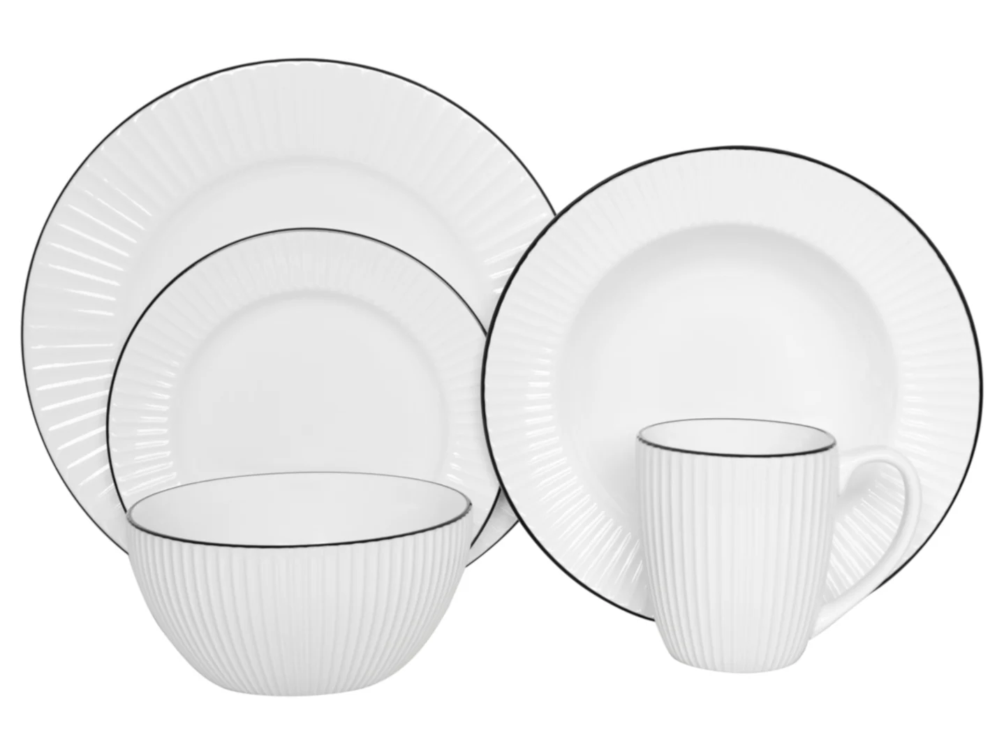 Komplet śniadaniowo-obiadowy porcelanowy Emma 20 el. biały