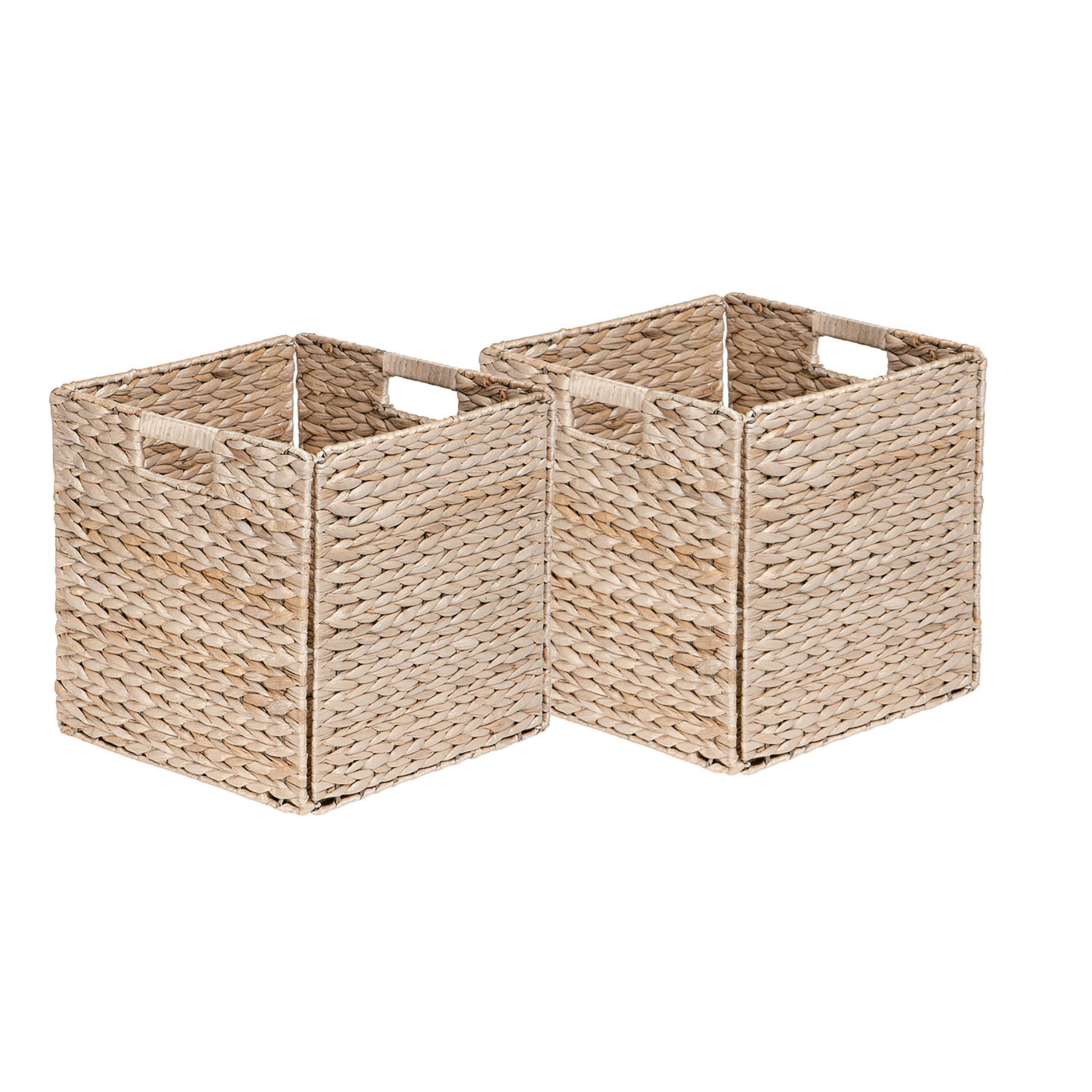 - Lot de 2 paniers de rangement pliables en jonc de mer 31x31x31cm