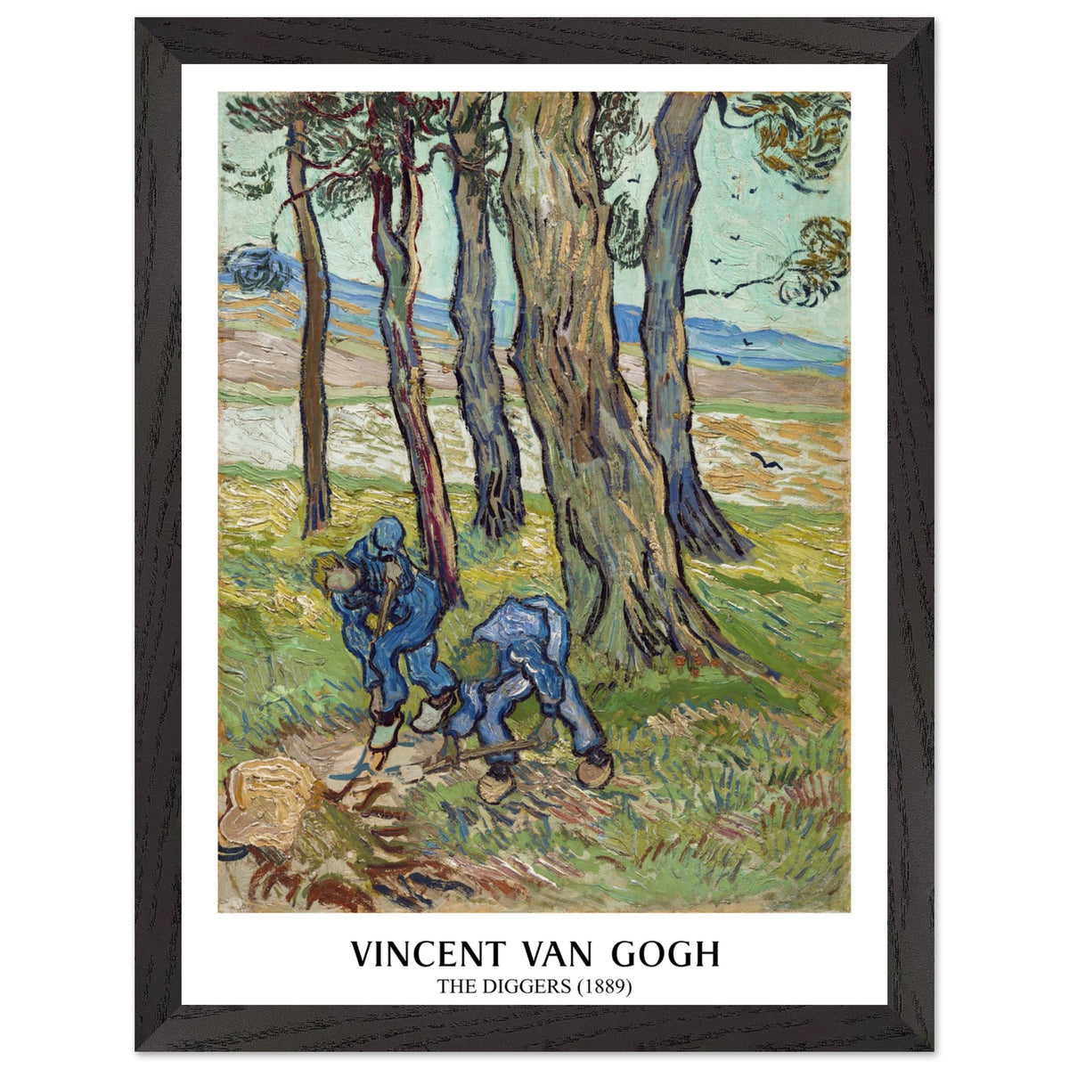 Artfulprints Poster met Lijst Vincent van Gogh - The diggers  - 30x40 cm - Groen