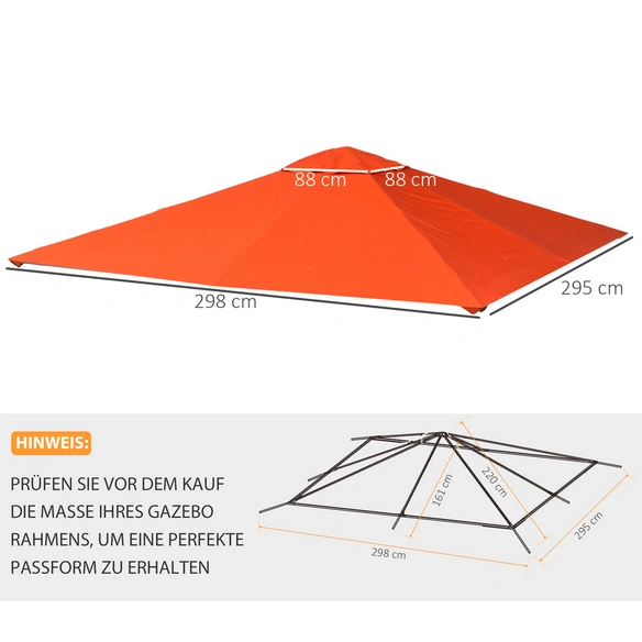 Ersatzdach für Pavillon, orange, 300 x 300 cm
