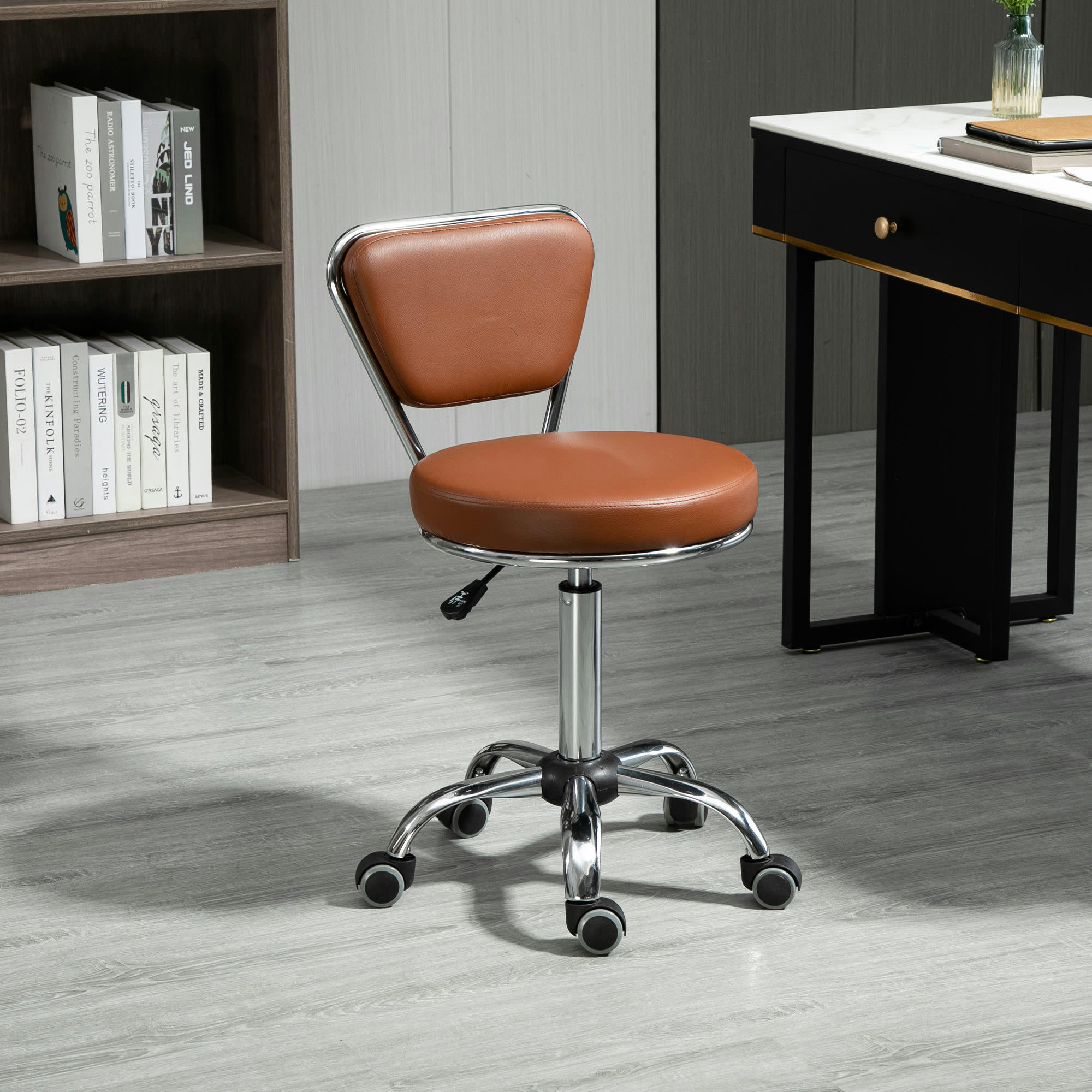 - Tabouret de massage Vintage réglable pivotant dossier chromé marron