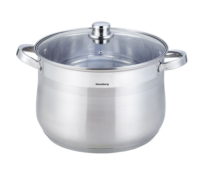 Garnek stalowy gastronomiczny duży 8.6L 24cm indukcja srebrny KLAUSBERG