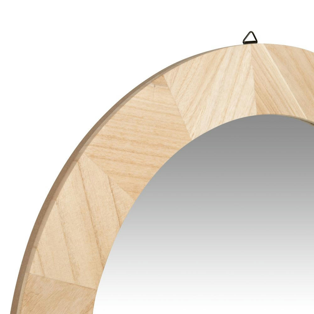 LYAS - Miroir rond en bois de paulownia beige D60