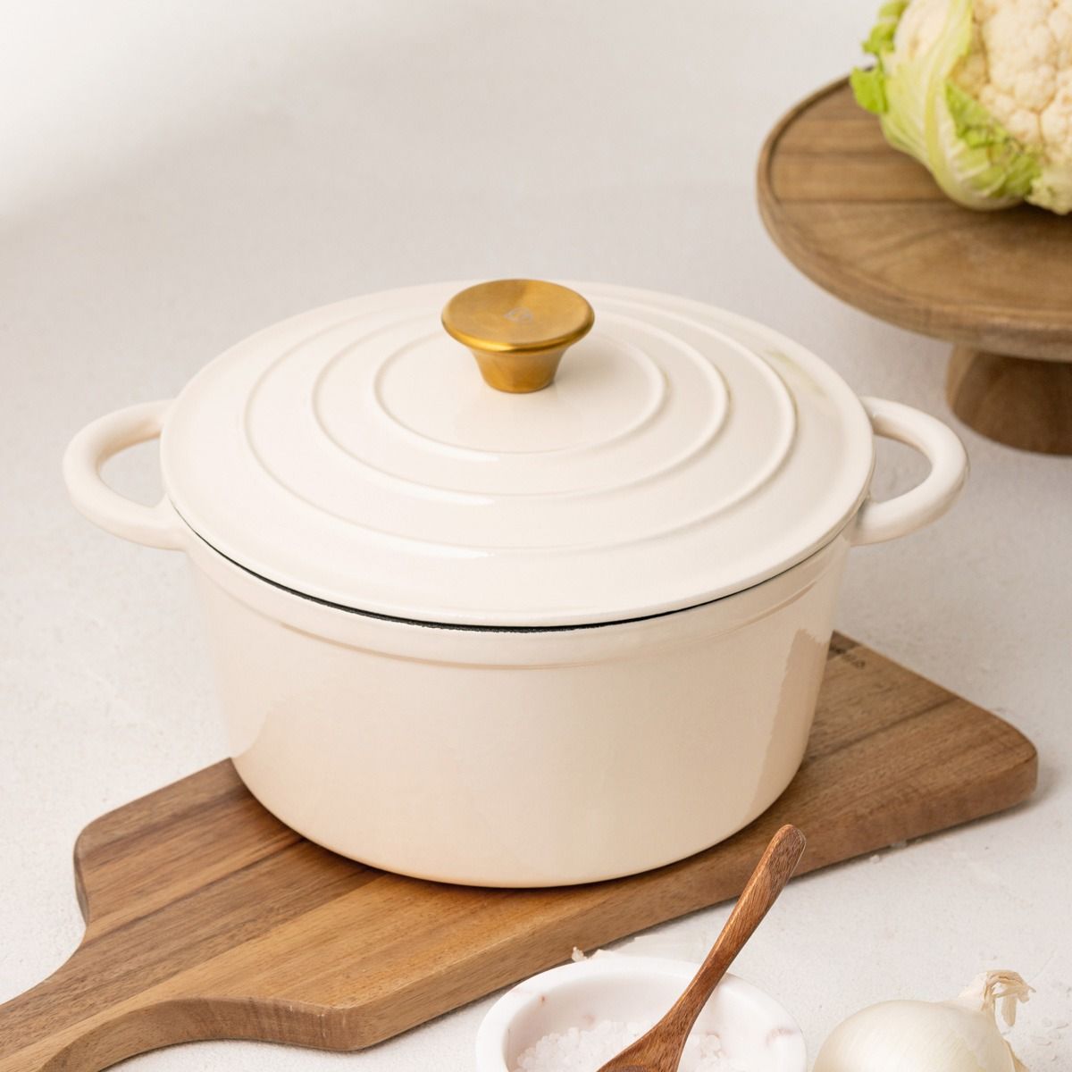 Garnek żeliwny ANDREAS beżowy tradycyjny, 24cm 4 l