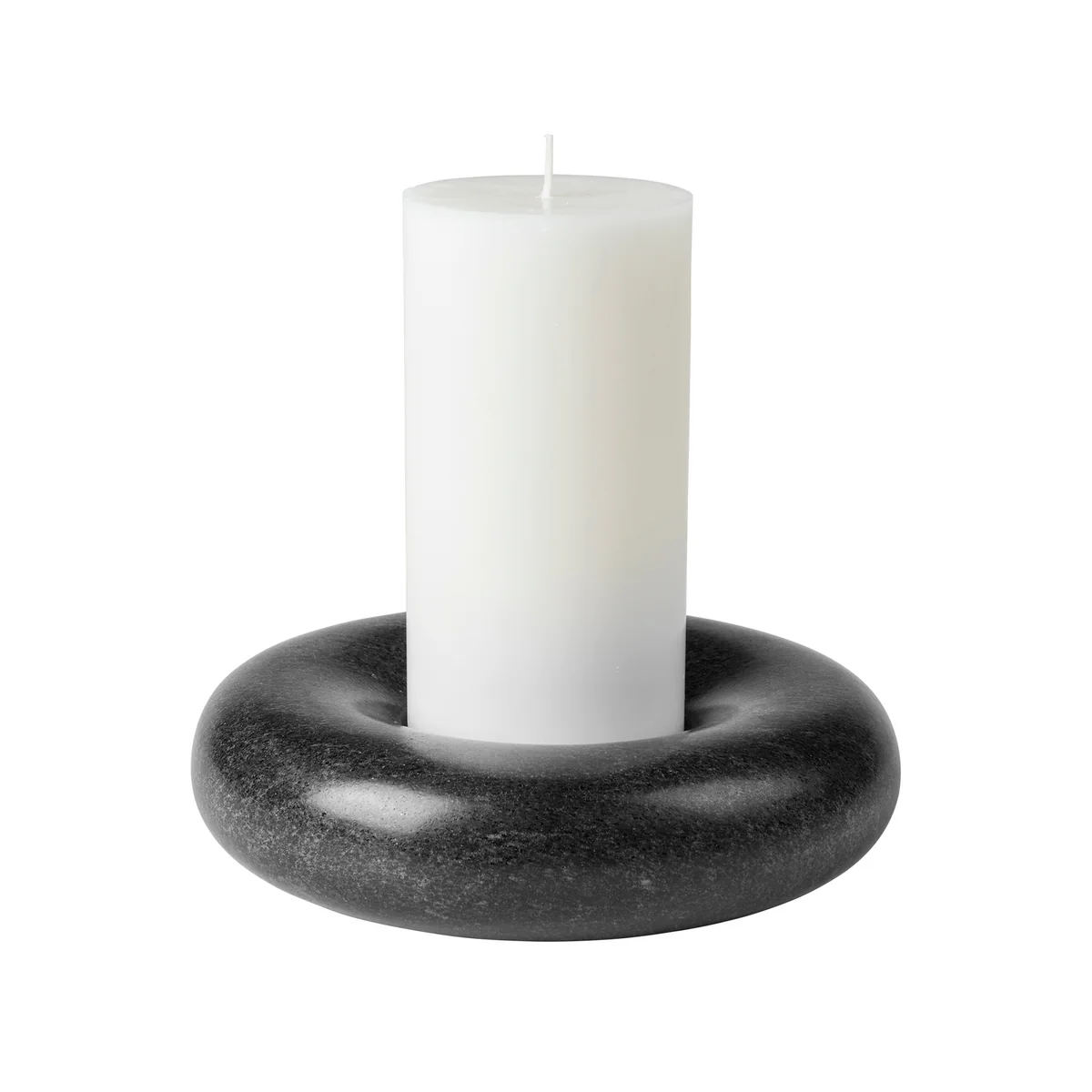 Broste Copenhagen - Torus Kerzenhalter, Ø 17,5 x H 5 cm, Marmor schwarz