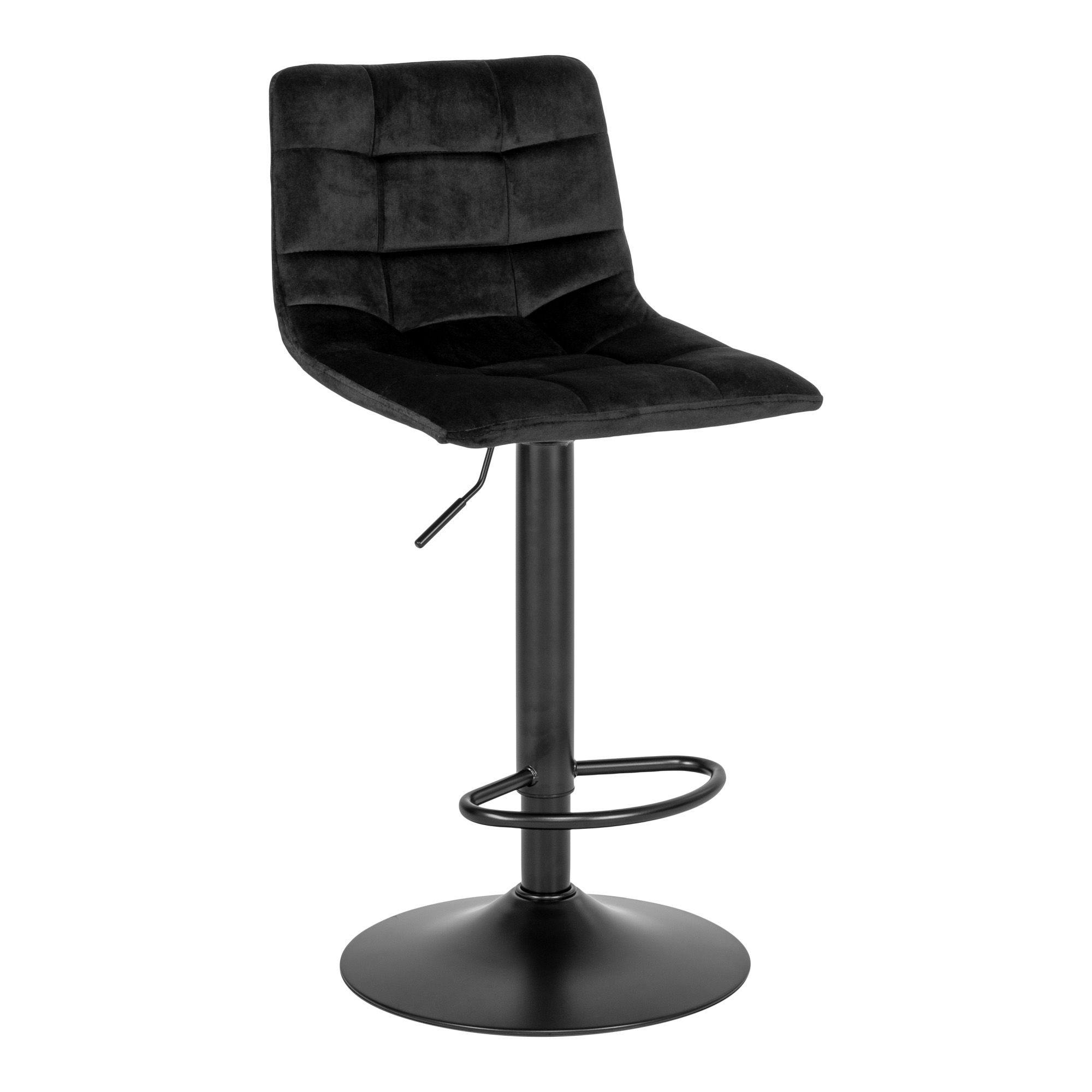 Tabouret de bar noir velours, réglable en hauteur et pivotant (lot de 2) SAVONE