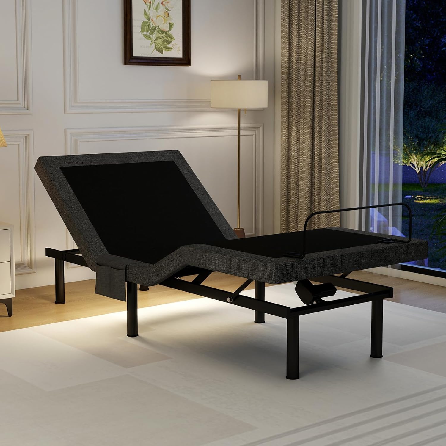 Vipbear Twin XL Adjustable Bed Base - Dual Motor Bed Frame with Wireless Remote, Zero Gravity/Anti-Snore/TV Mode, Under-Bed LED Light & 4 USB Ports, 3-Height Adjustable Legs