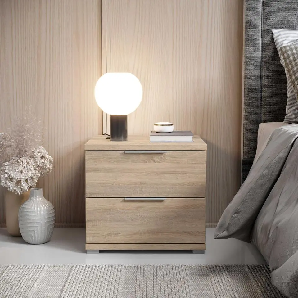 Nachtkastje Smilla - 42x46x43cm - 2 lades - sonoma eikdecor