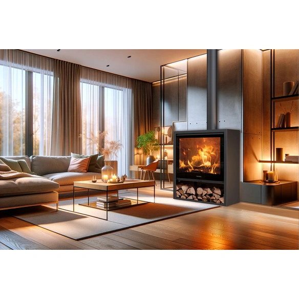 Kaminofen, Kaminofen Grand Allegro, 12,7 kW, Stahl, schwarz, ZB