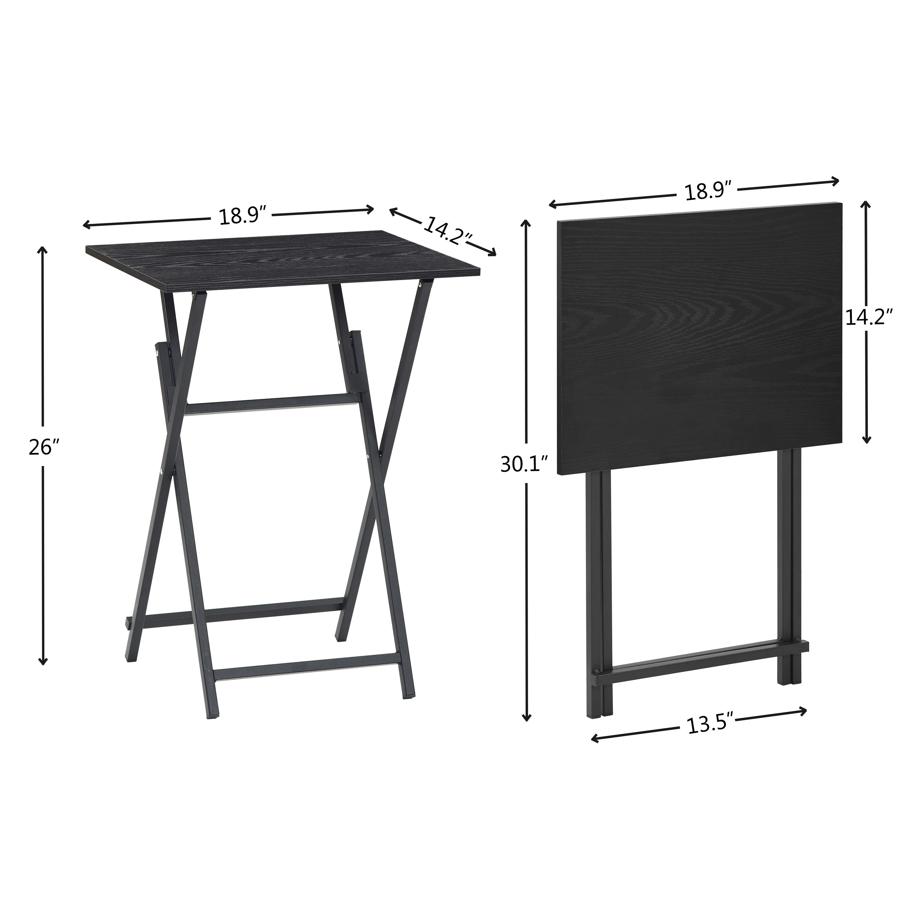 2-Piece Folding TV Tray Table No Assembly Required Portable Sofa Side Table, Industrial Snack Table for Small Spaces