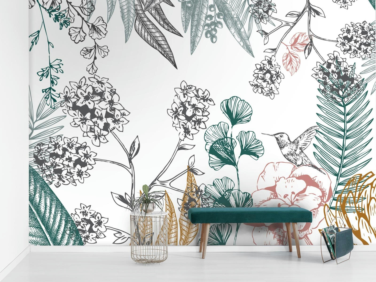 - Papier peint panoramique adhésif orée du bois vert forêt 3m50x2m50