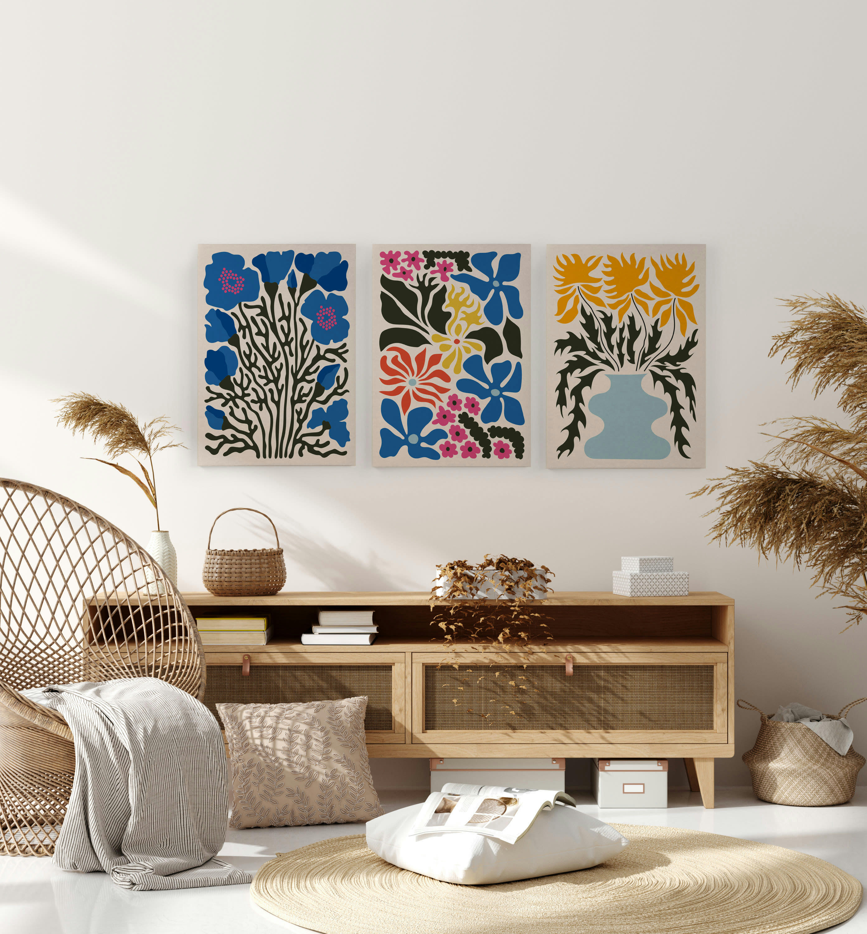 FLOWERS JAR - Peinture sur toile 60x40 imprimé HD Pot de fleurs