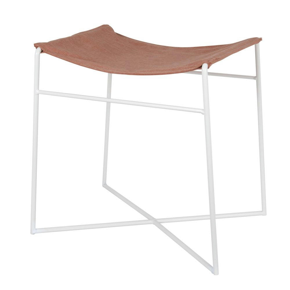 ASSIANA - Tabouret blanc et terracotta