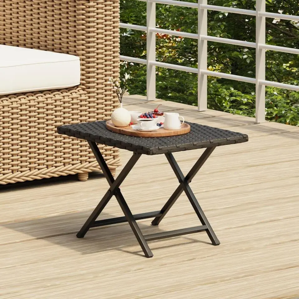vidaXL - Tafel inklapbaar - Zwart - Poly rattan - 45x35x32 cm