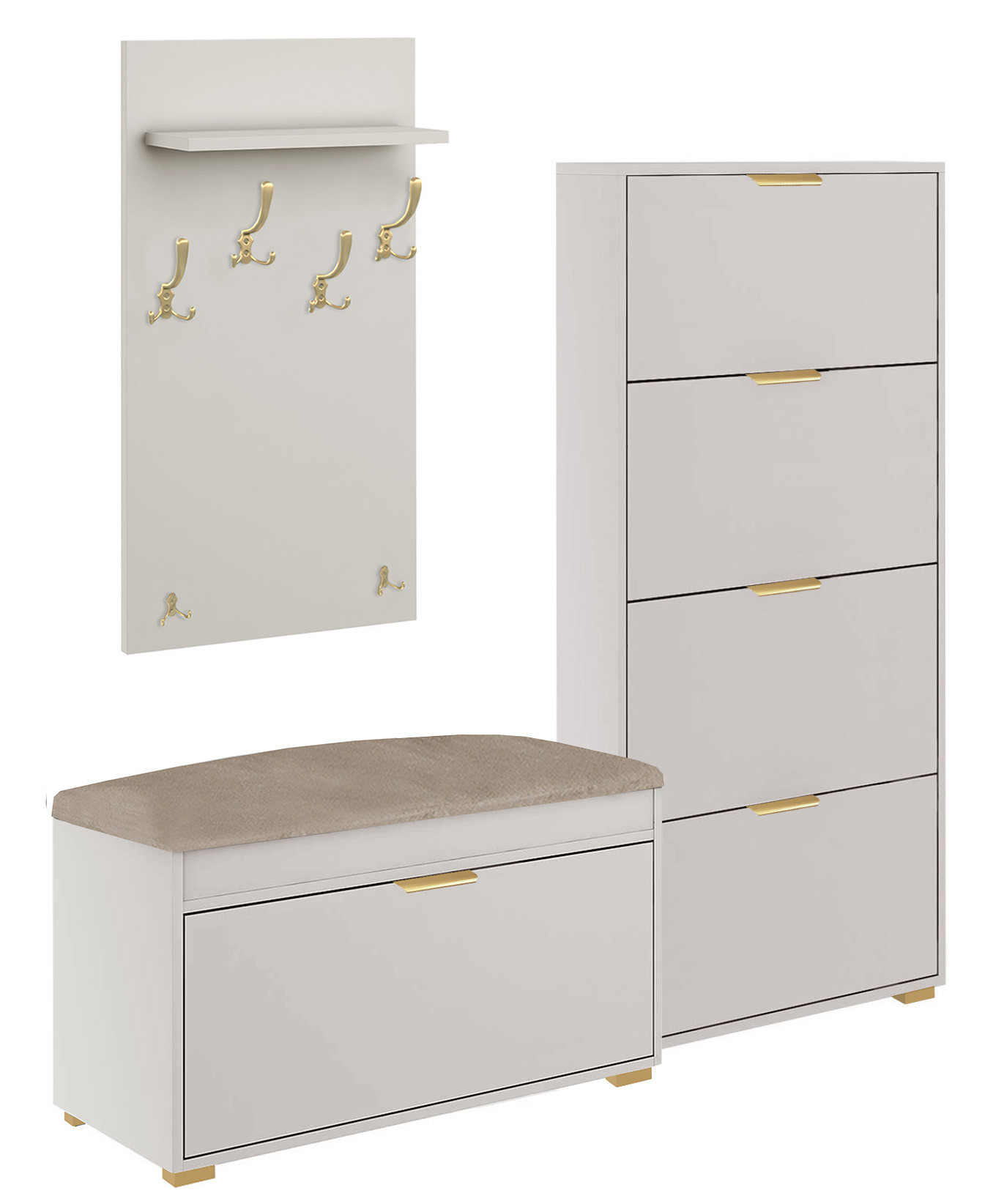 Zestaw Do Przedpokoju Fala 14W1 Kaszmir Beż/Kz 144,2X37,7X- Cm Welur Beż