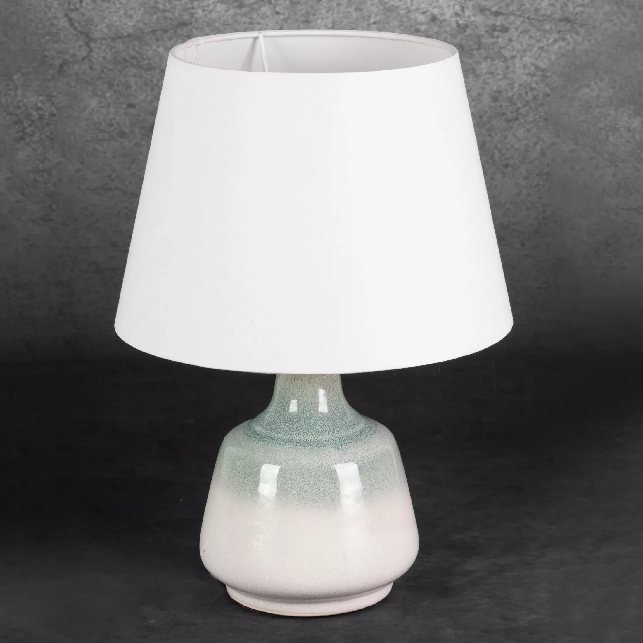 Lampka ceramiczna kremowo-miętowa w stylu boho z efektem ombre średnica 20x37 cm