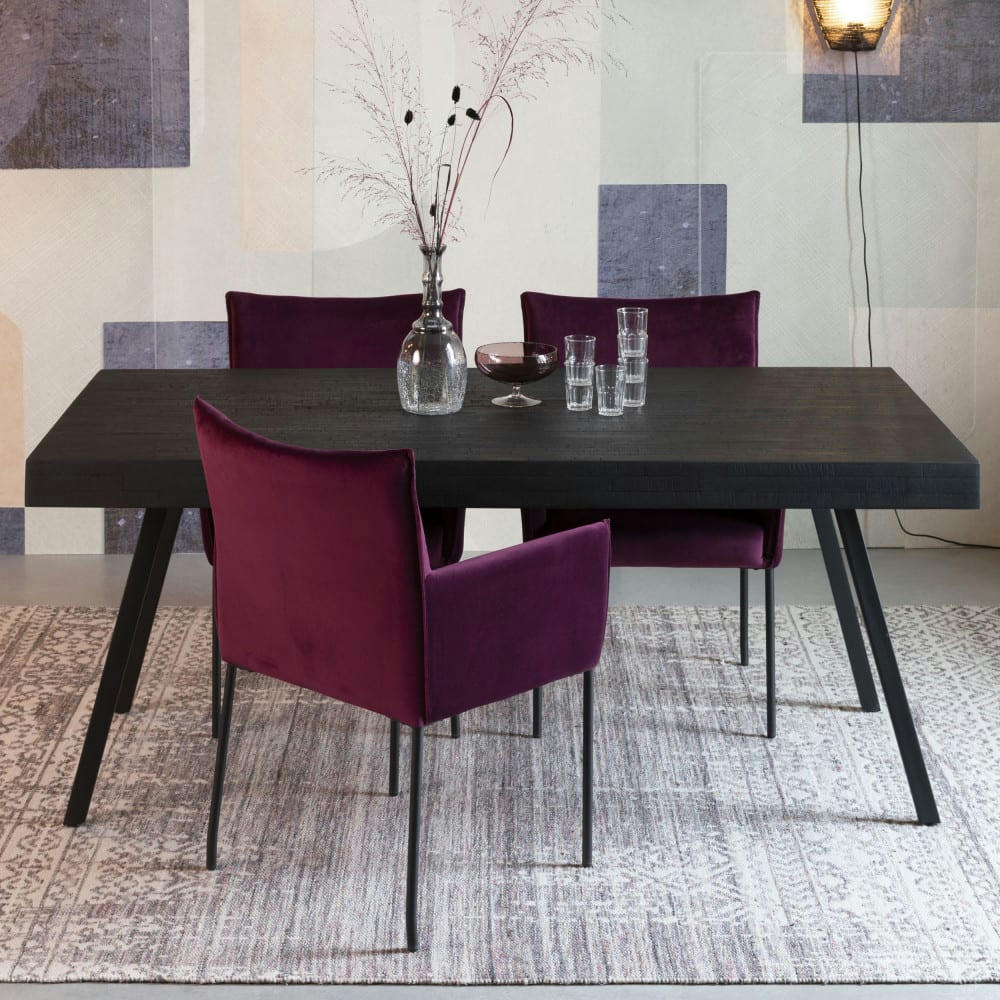 SURI - Table à manger en teck recyclé 200x90cm noir