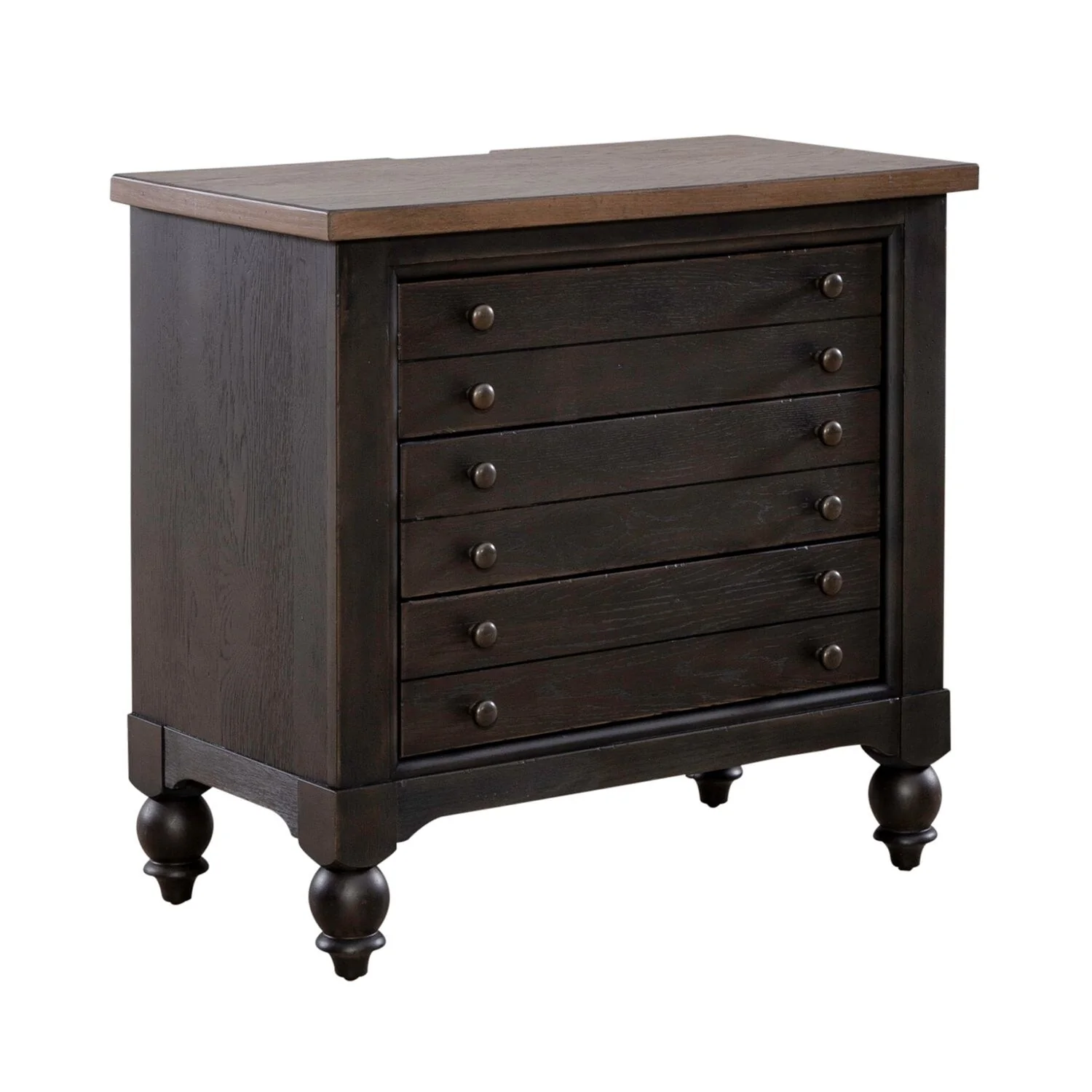 Americana Farmhouse Black Bedside Chest with Charging Station