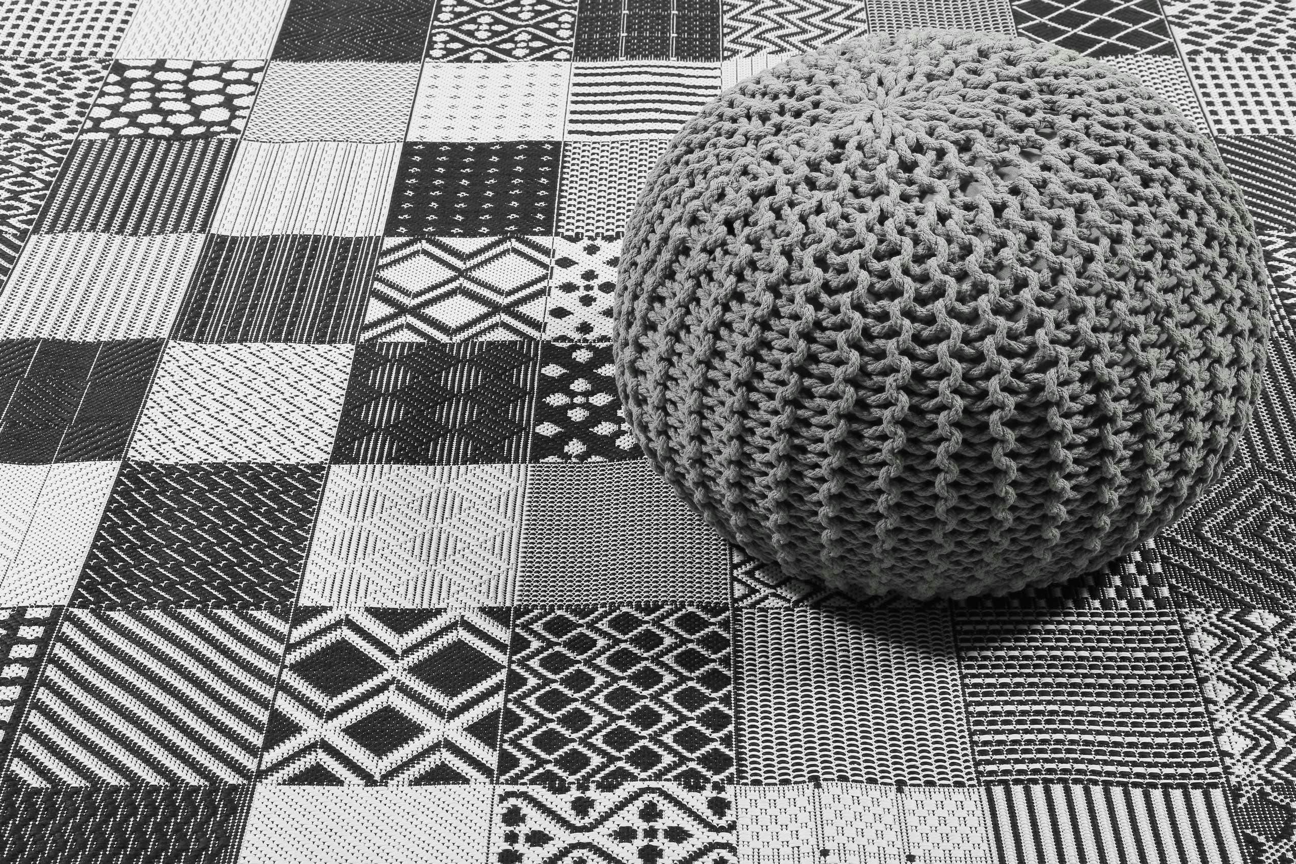 CHESTER - Tapis exterieur tissé plat motif vintage 133x200