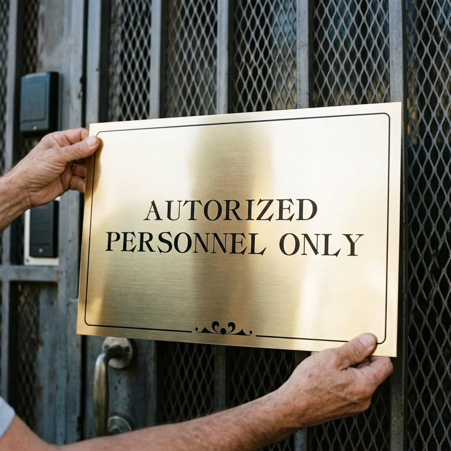 Custom Brushed Gold Metal Signs, Personalized Gold Aluminum Signs, Customized Office and Business Signs, Waterproof Signs Made In USA