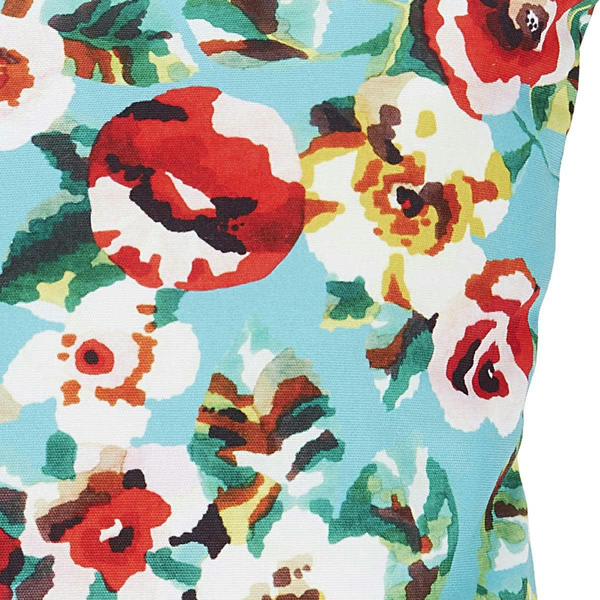 RITA - Housse de coussin extérieur fleuri turquoise 60x60